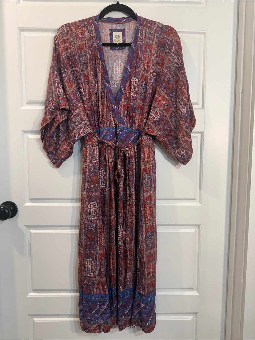 Tiny Anthropologie Omina Kimono Bohemian Print V Neck midi Dress size Medium - Picture 5 of 9